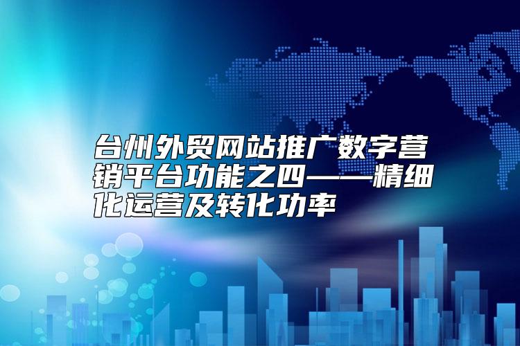 台州外贸网站推广数字营销平台功能之四——精细化运营及转化功率